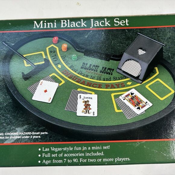 Mini Black Jack Set Casino Card Game Travel Board Game Poker Chips Complete - Picture 9 of 10
